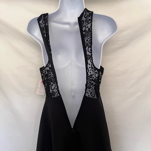 B. DARLIN All Lace Top Racerback Dress Sz 3/4 Black Whimsigoth New Halter Skater - Picture 8 of 12
